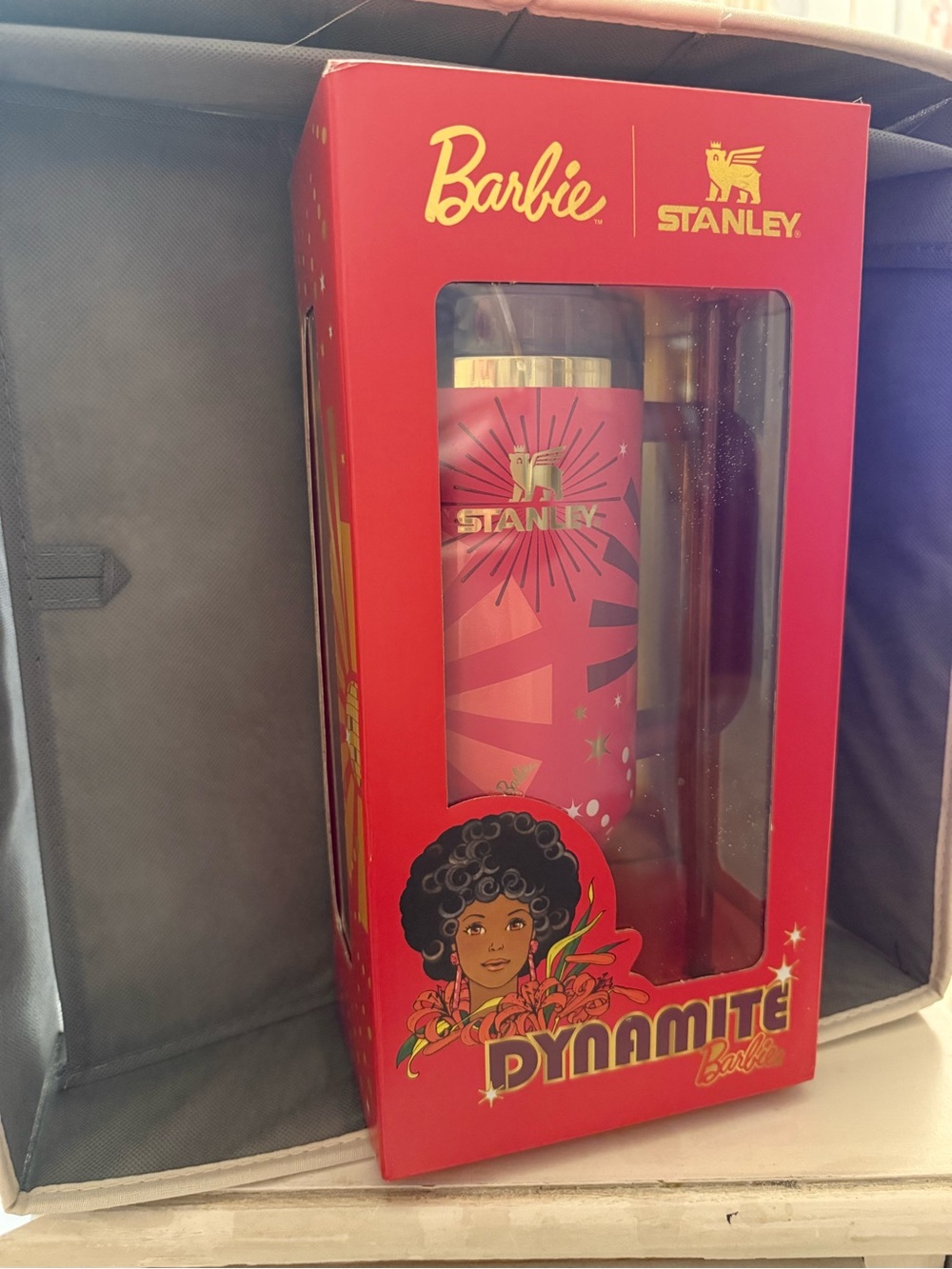 Stanley Collector issue: This Barbie Pink & Gold Dynamite Travel Tumbler